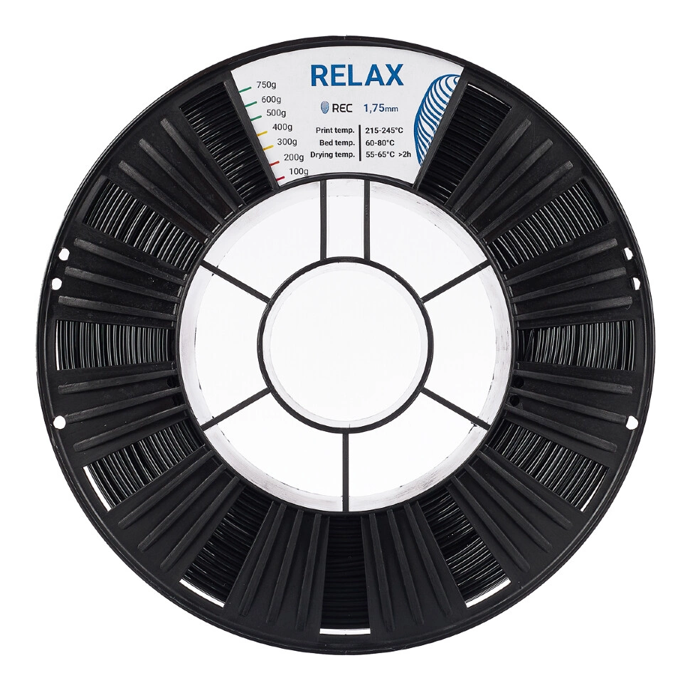 PETG Relax черный 750 гр. 1.75 мм пластик REC для 3D принтера