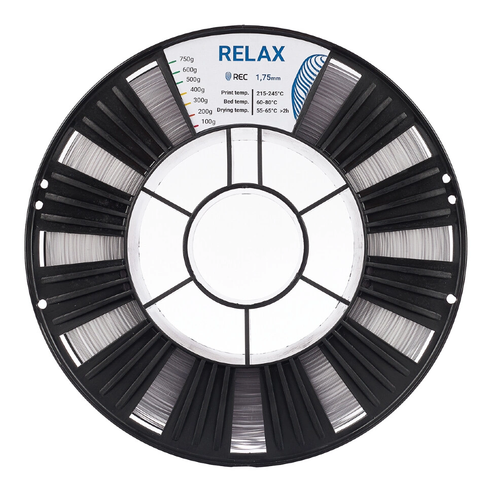 PETG Relax прозрачный 750 гр. 1.75 мм пластик REC для 3D принтера