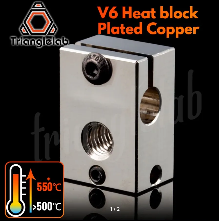 Нагревательный блок trianglelab PT100 V6 с медным покрытием для 3D-принтера ED V6 Hotend, блок с подогревом для сенсорного картриджа, DDB, экструдера