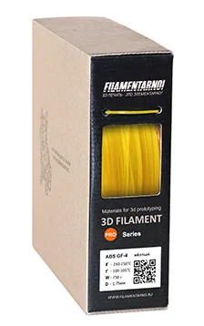 ABS GF-4 желтый, 4% стекловолокна 750 г, 1,75 мм, пластик Filamentarno для 3D-принтера