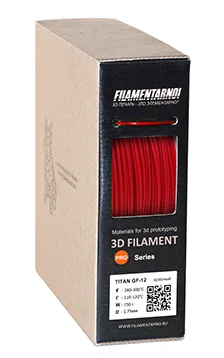 ABS Titan GF-12 красный 750 г, 1,75 мм, пластик Filamentarno для 3D-принтера