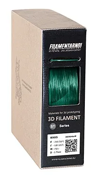 mABS зеленый прозрачный моток 50 м 1.75 мм пластик Filamentarno для 3D-принтера