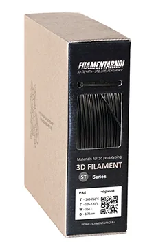 PA6 черный 750 г, 1,75 мм, пластик Filamentarno для 3D-принтера