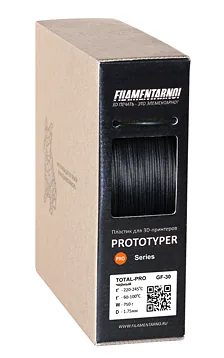 TPU Total Pro GF-10 черный 750 г, 1,75 мм, пластик Filamentarno для 3D-принтера