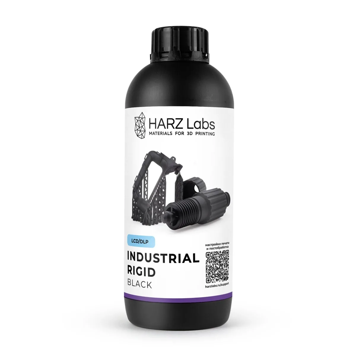 Смола фотополимерная HARZ Labs Rigid Black, черный, 1 кг