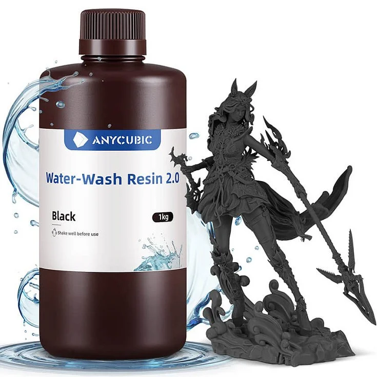 Фотополимерная смола Anycubic Water-Wash Resin 2.0, черная (1 кг)