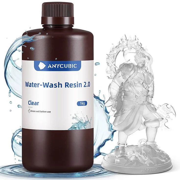 Фотополимерная смола Anycubic Water-Wash Resin 2.0, прозрачная (1 кг)