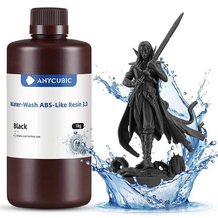 Фотополимерная смола Anycubic Water-Wash ABS-Like Resin 3.0, черная (1 кг)
