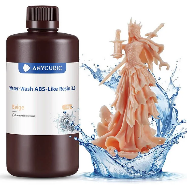 Фотополимерная смола Anycubic Water-Wash ABS-Like Resin 3.0, бежевая (1 кг)